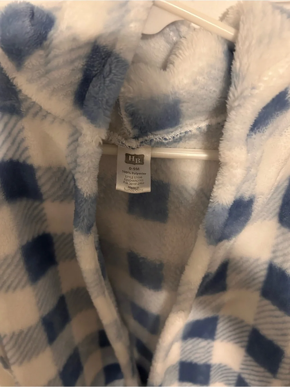 Hudson Baby Blue and White Plush Hooded Bath Robe for Baby